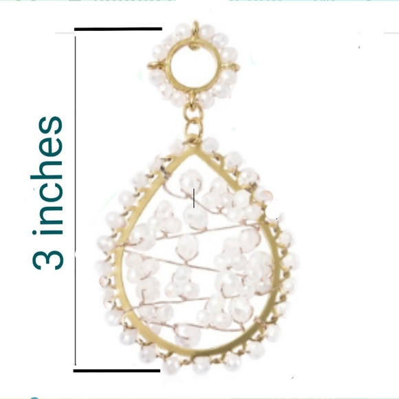 SALE! Clear Faceted Glass Teardrop Shaped,Drop Earrings in Goldtone - Picture 3 of 5